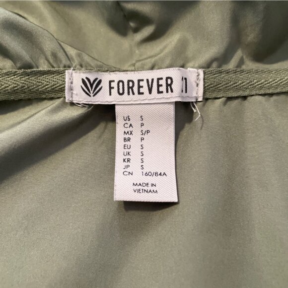 Forever 21 hooded windbreaker jacket olive green size small - Picture 9 of 12